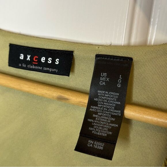 Y2K Axcess By Liz Claiborne Lime Green Micro Mesh Abstract Print Babydoll Top L - Picture 5 of 6